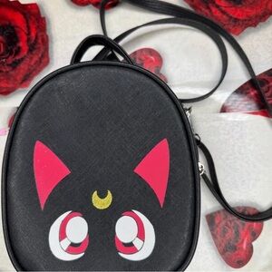 Black and Pink Cat Face Crossbody Bag